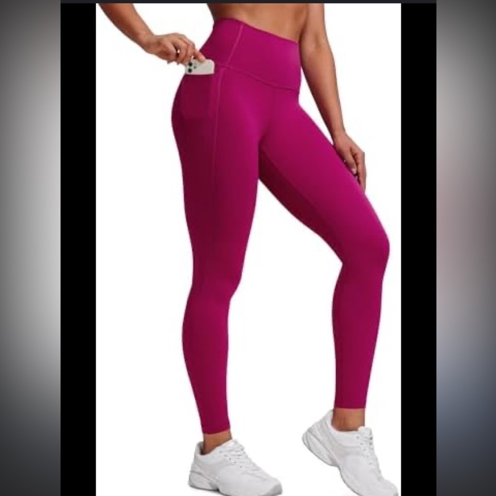 Lululemon Invigorate High-Rise Crop 23’ Magenta Purple with Pockets Size 14